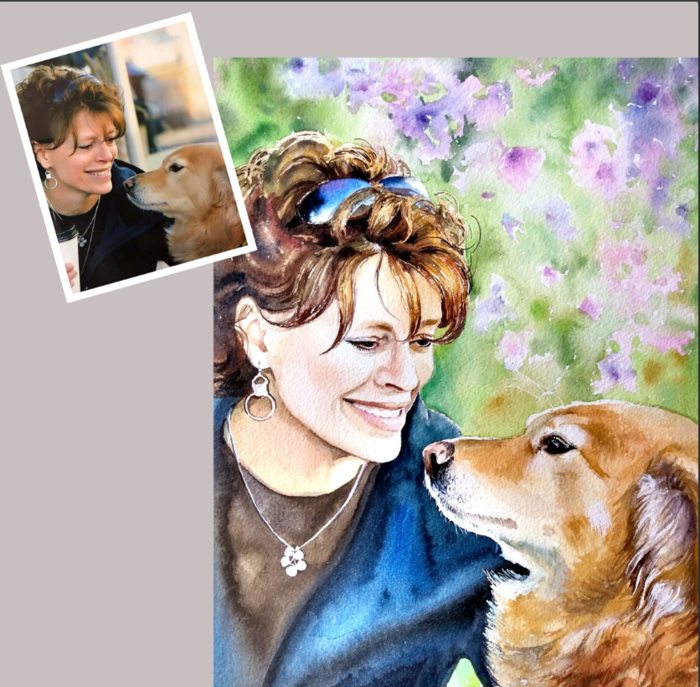 Capture the essence of her beloved furry friend with a custom pet portrait